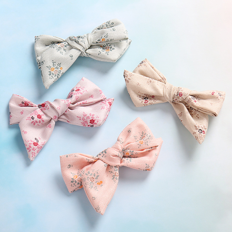 

Handtied Fabric Bow Headbands or Hair Clips, Spring Floral Bow headband, School girl Hair Accessories, Pink
