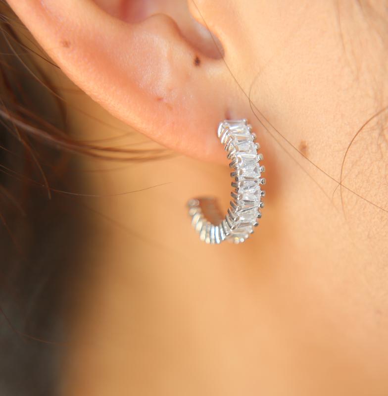 

princess Cut cubic zirconia circle shape bling women New gold silver color delicate cheap earring jewelry