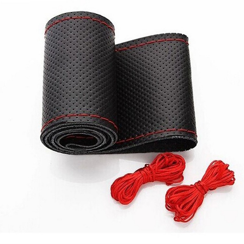 

With Needles Thread Styling PU Leather Anti Slip Universal Protective DIY Interior Soft Car Accessories Steering Wheel Cover
