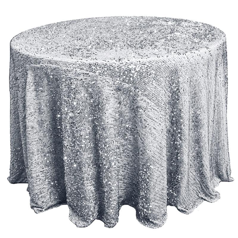 

Glitter Sequin Tablecloth Rectangular Round Rose Table Cloth for Wedding Party Christmas Decoration, White