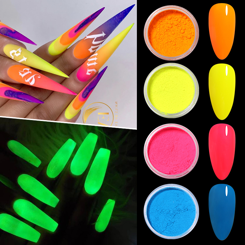 

Fluorescent Sugar Nail Powder Neon Phosphor Colorful Nail Art Glitter Pigment Longest Lasting 3D Glow Luminous Dust Decorations