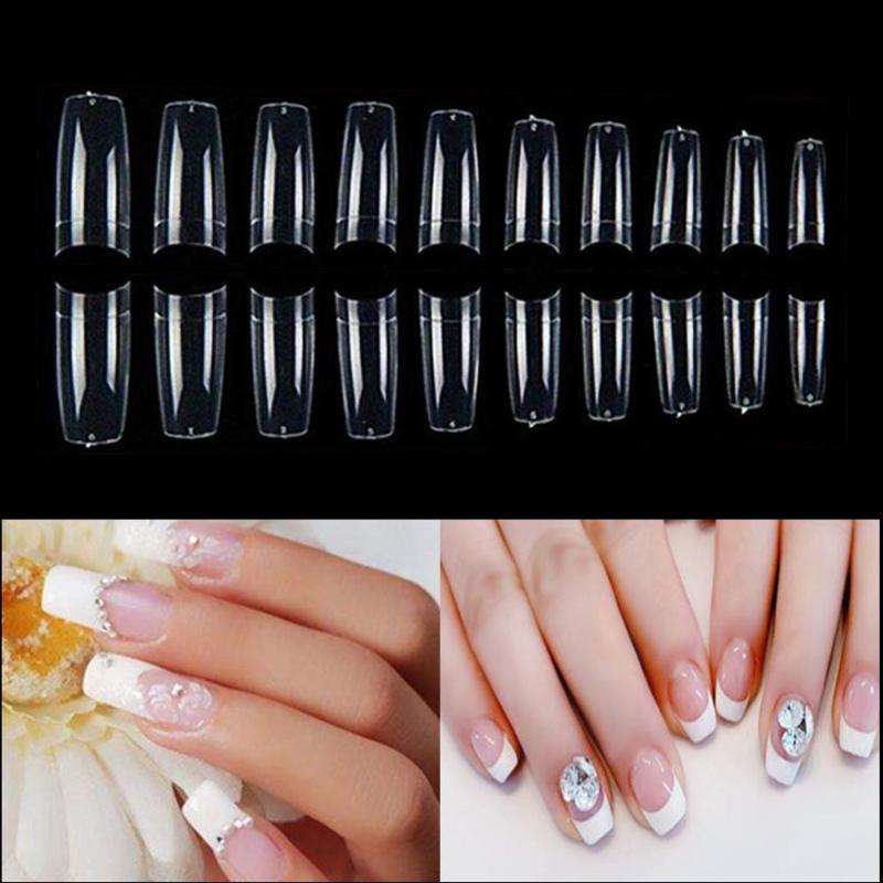 

KROFAUE Acrylic Half Cover Nail Tips 500pcs/Bag Artificial Natural Clear Square Coffin UV Gel Manicure Tip Tools