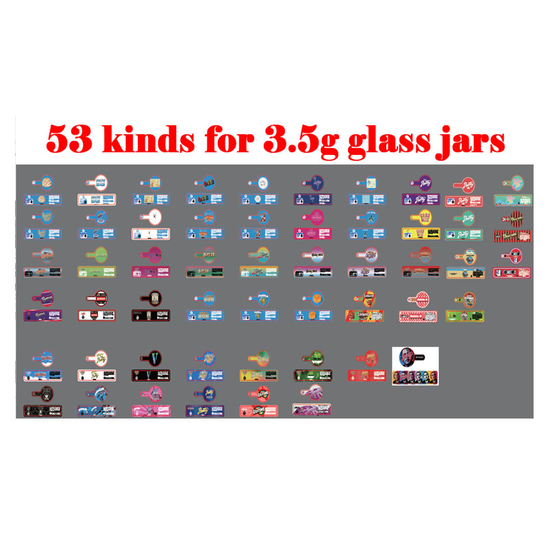 

3.5g bags Flowers Glass Jar label Cookies Honey Bun Pancakes Pomelo Blanco jungle boys runtz Stickers Sharklato stikcers 80ml 2oz