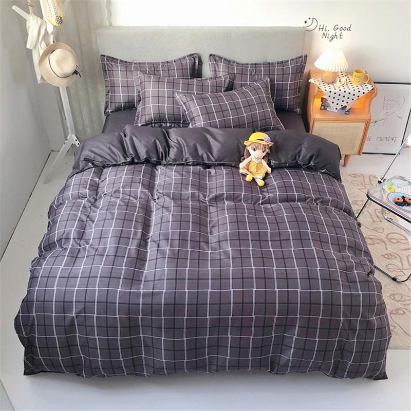

Yuanmian 3/4pcs/Set Classical Double sided Bed Linings Concise Style Bedding Set Quilt Cover Pillowcase Cover Bed, C0020