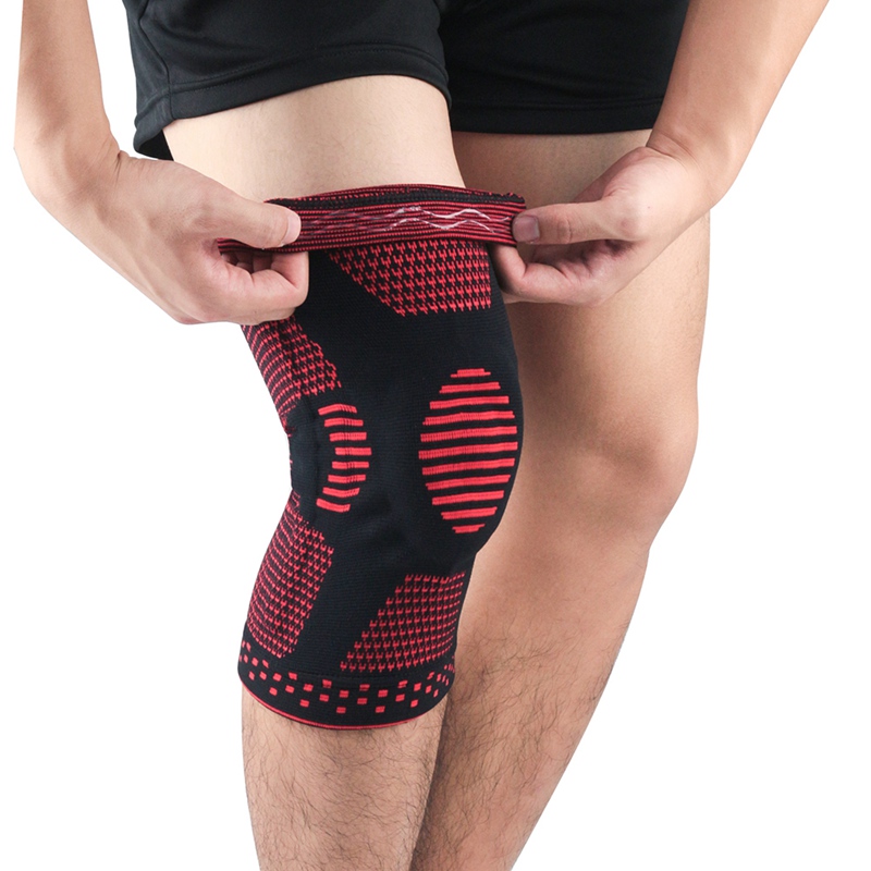

New 1pc Knee Protector Brace Silicone Spring Knee Pads Basketball Knitted Compression Elastic Sleeve Support Sports, Br