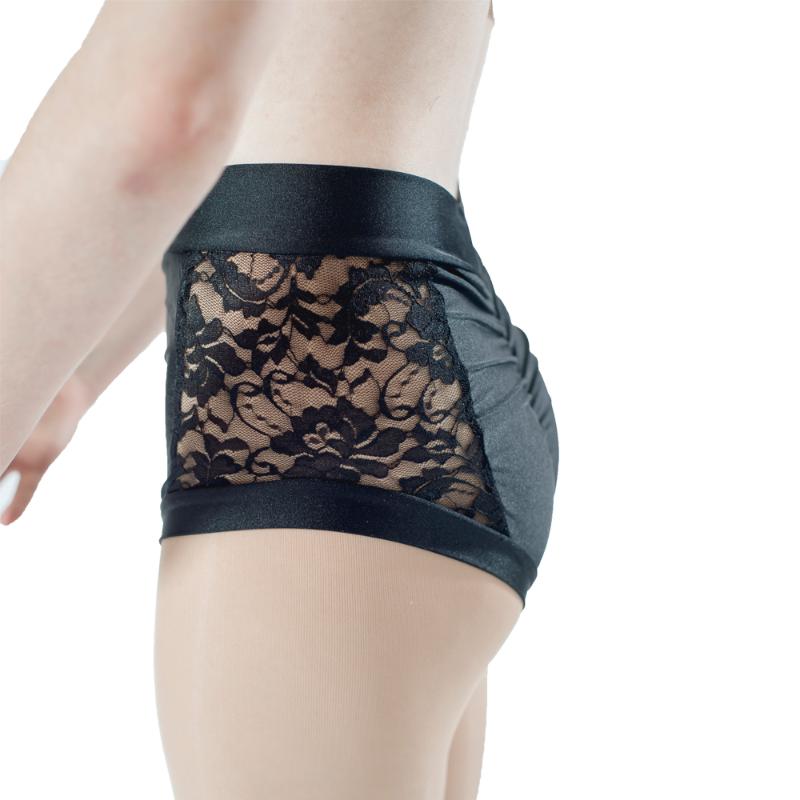 

Black Lace Hot Shorts Pole Dancing Pants Yoga High Waisted Underwear ROLLER DERBY Beach Dancewear