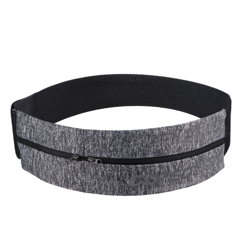

Sports elastic waist bag double zipper pocket belt bag waterproof running yoga waist large screen mobile phone outdoor, Black