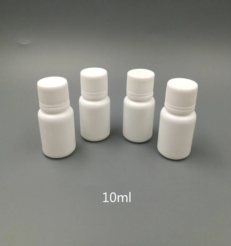 

100pcs 10ml 10cc 10g small plastic containers pill bottle with seal cap lids, empty white round plastic pill medicine bottles