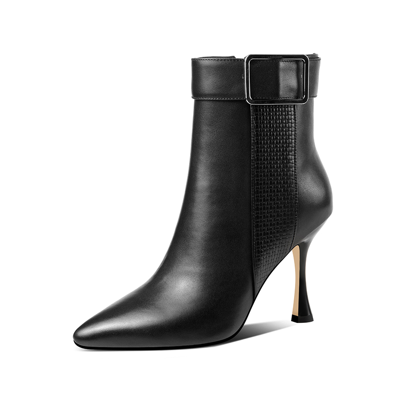 

Sexy Genuine Leather Women Ankle Boots Autumn Winter High Heels Pumps Fwmale Night Club Shoes Woman Heels, Beige