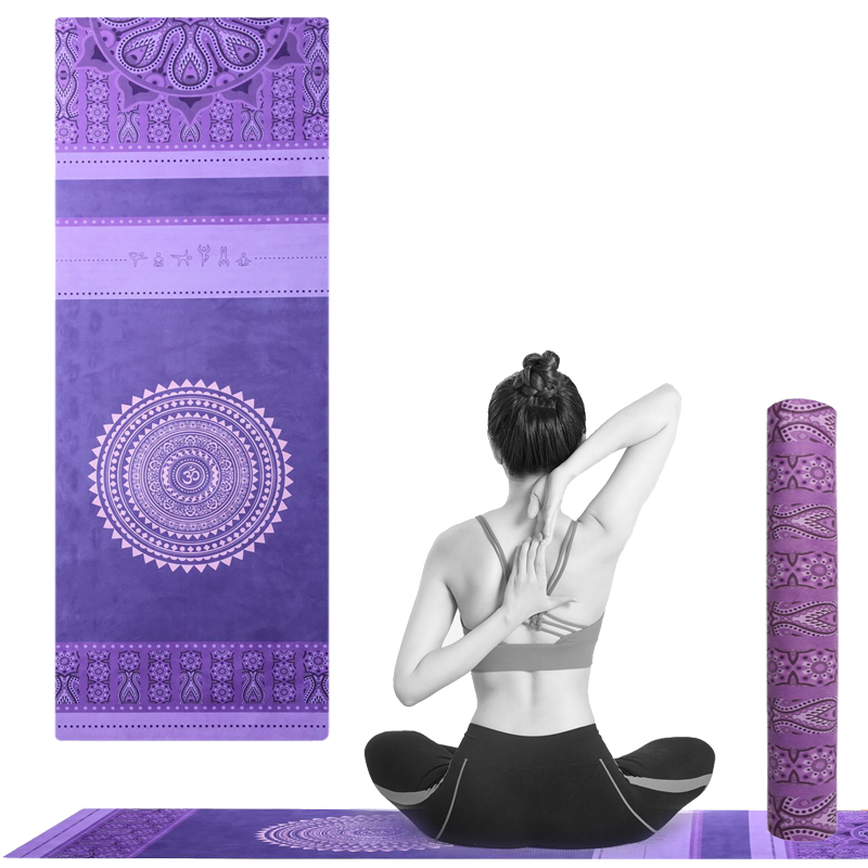 

2020 New Rubber Yoga Mat Blanket Ultra-thin Printing Folding Non-slip Cloth Towel Suede Sweat-absorbent Yoga Pilates Travel Pad, Pink