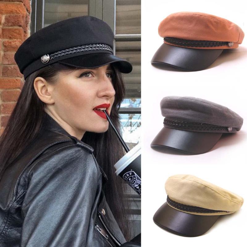 

Women Caps Beret Girl Beret French Artist Hand Knitted Imitation Beanie Hat Cap Vintage Plain Elegant Women Navy Caps, Black