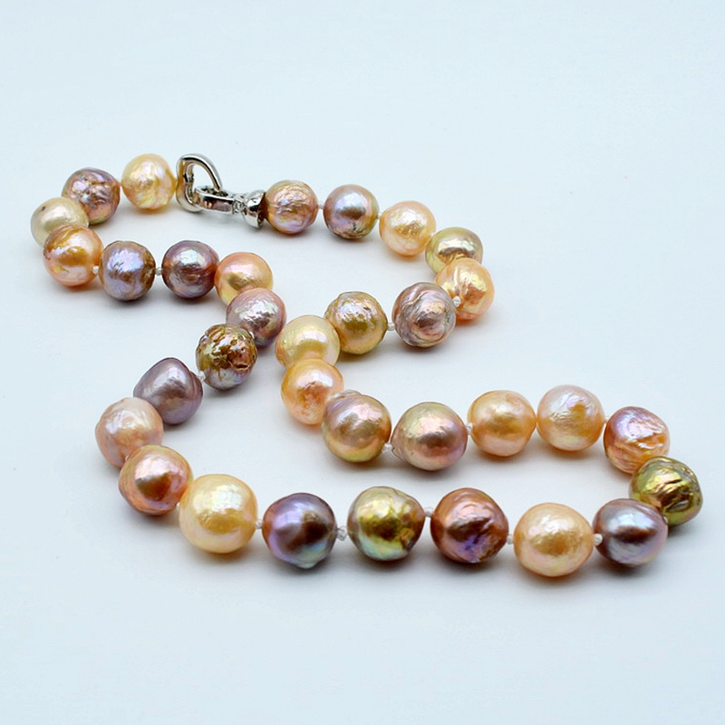 

Rainbow pearl necklace, natural color baroque pearl, heart-shaped buckle, diameter 11-12mm, natural freshwater pearl, ladies nec
