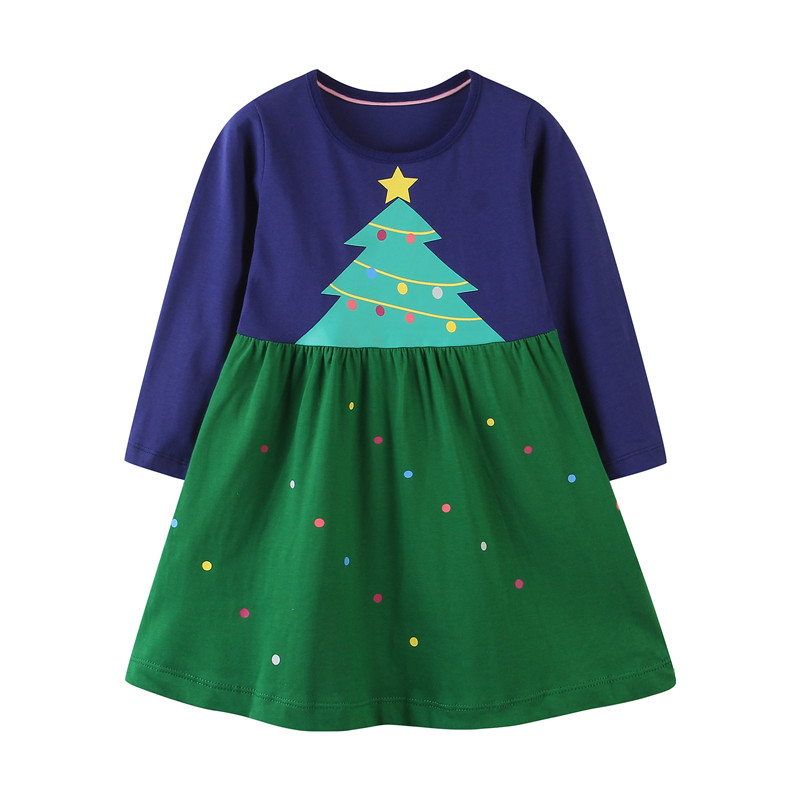 

Jumping Meters New 2020 Christmas Dress Cotton Tutu Princess Christmas Tree Dresses for Autumn Spring Baby Long Sleeve Costume, T1235 grey