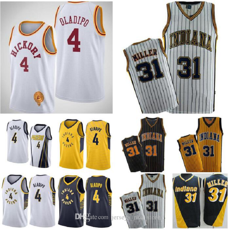 

Men basketball Indiana Pacers 4 Victor Oladipo 31 Reggie Miller white and yellow swingman sleeveless jersey 02, Color8