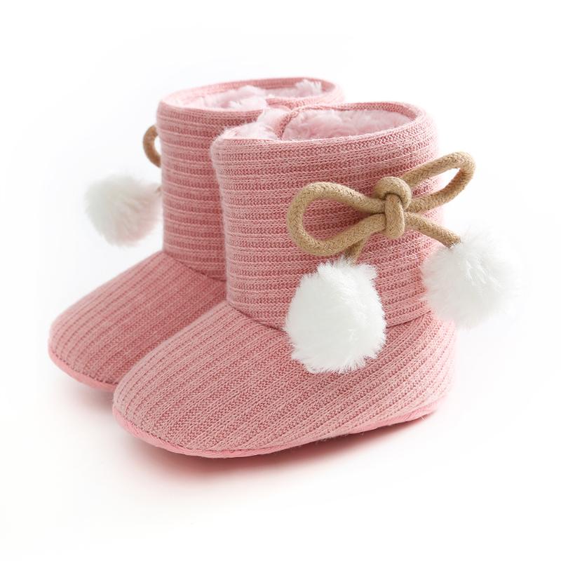 

2020 Fashion Kids Baby Autumn Winter Boots Baby Girls Bows Plus velvet Warm Soft Bottom Toddler Boots hot, Pink