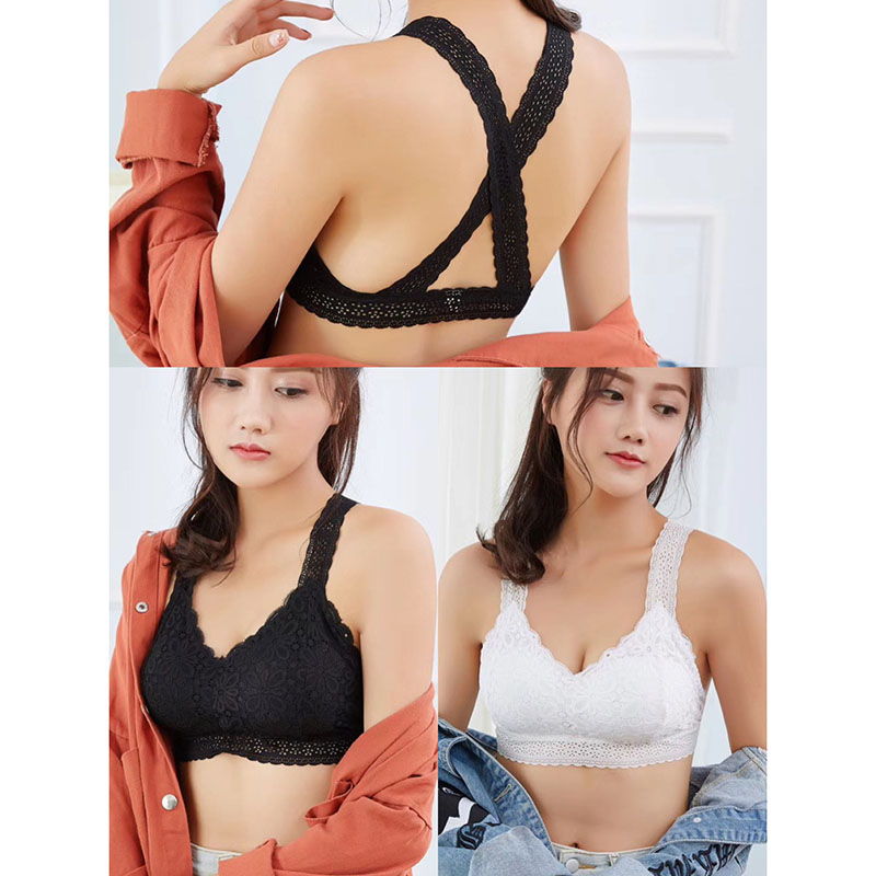 

2020 Women Camisole Sexy Lace Cross Beauty Back Elastic Camisole Solid Color Massage Cotton Cup Vest For Women, White