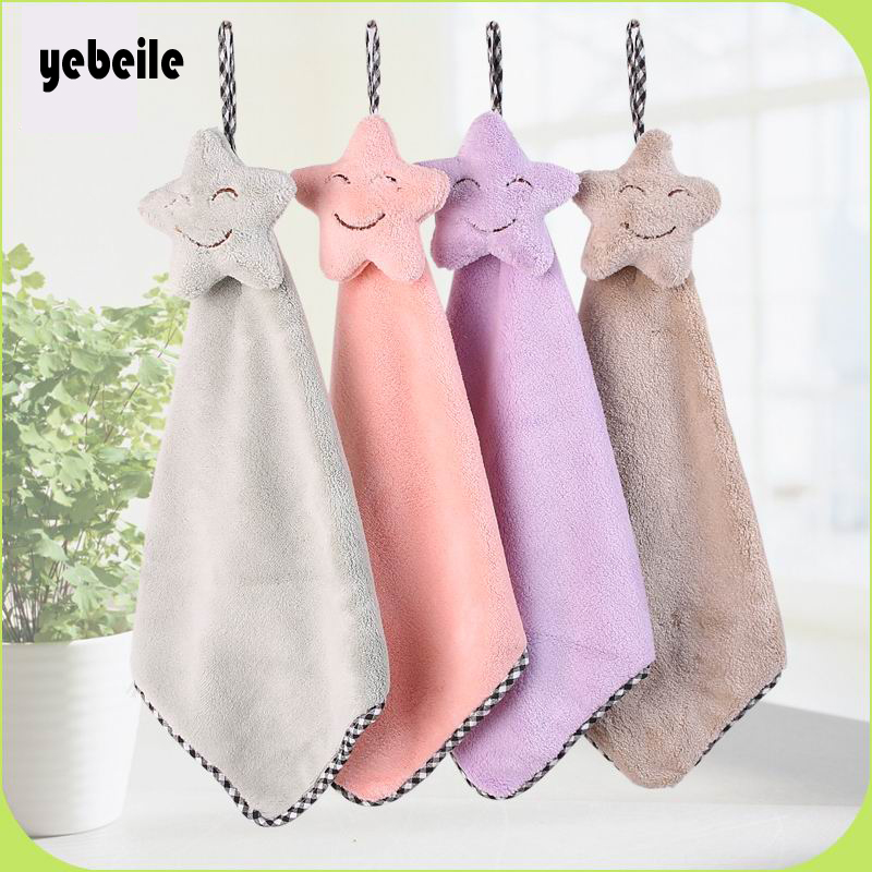 

Yebeile 1bag = 5 pcs kids towel, kitchen towel, absorbent microfiber children cartoon towel kindergarten use 21*40cm, Light pink