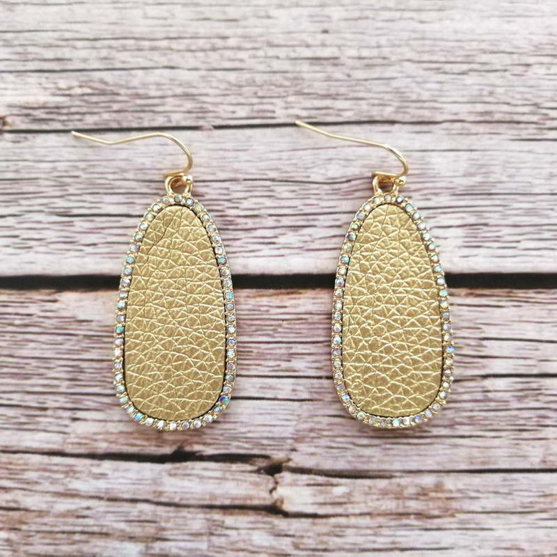 

ZWPON Oval Crystal Around Embellished Leather Earrings for Women Fashion 2020 New Brand Designer Earrings Jewelry Wholesale
