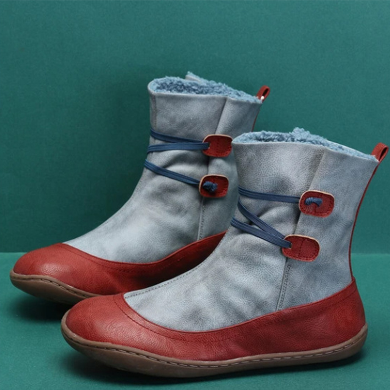 

Women Ankle Boots Fashion Boots For Women's Big Size 43 PU Leather Female Warm Short Plush Ladies Comfort Shoes Footwear, Gray