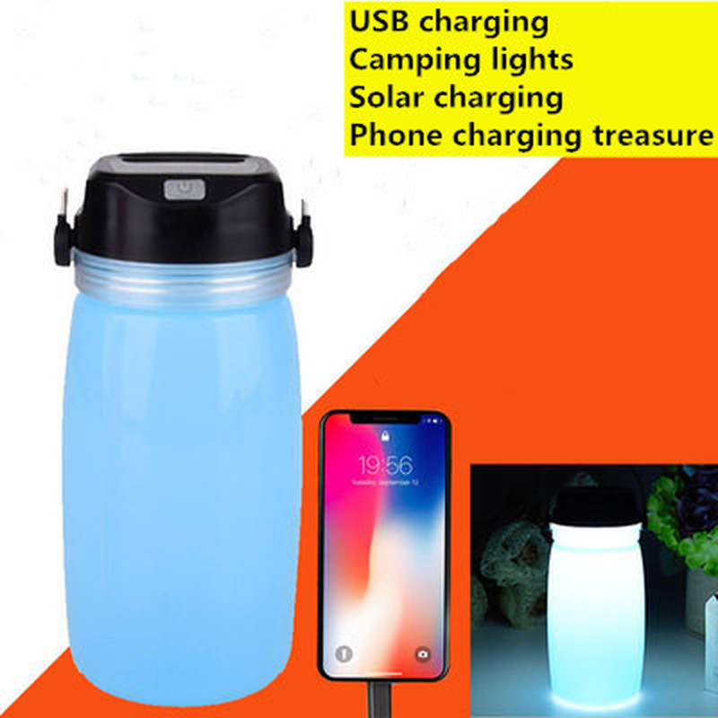 

Solar Rechargeable Drift Bottle Water Cup Light LED Outdoor Portable Silicone Camping Light Charging Po Emergency Tent