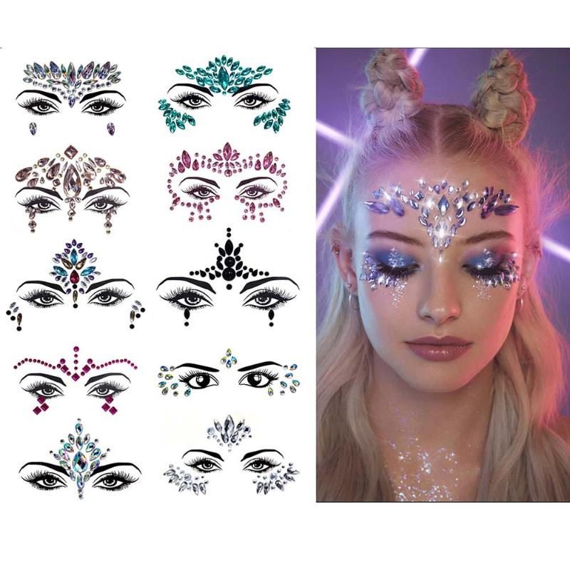 

5pcs/lot Festival Party Tattoo Sticker Diamond Sticker Resin Crystal Rhinestone Eyebrows Face Makeup Facial Rhinestone