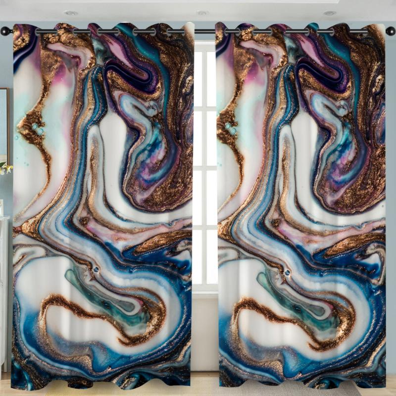 

ONGLYP Hot Marble Pattern Living Room Curtains High Shading Blackout Bedroom Drapes Window Curtains for Girls Boys,2 Piece/Set, Pattern 6
