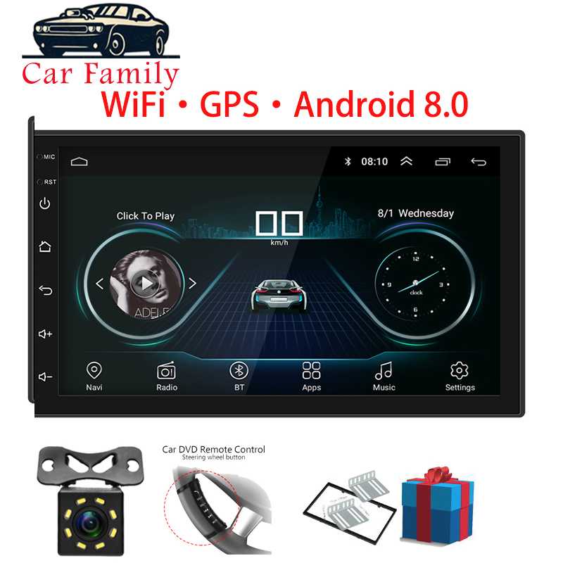 

Car Family 2 Din Car Radio Android 8.0 GPS Navigation Bluetooth Touch Screen Wifi Audio Stereo FM USB Multimedia MP5