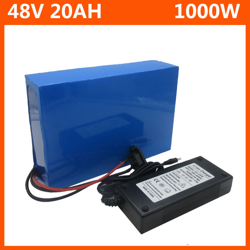 

1000W 48V 20AH Electric Bike Bicycle battery Pack 500W 2000W 13S 48 V 10AH 15AH 25AH 30AH Lithium ion 18650 Ebike batterie with PVC Case 30A BMS 54.6V 2A charger