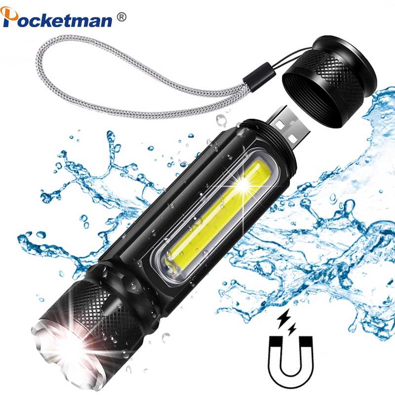 

Flashlights Torches Multifunctional LED USB Rechargeable Battery Powerful T6 Torch Inspection Light Linterna Tail Magnet Work
