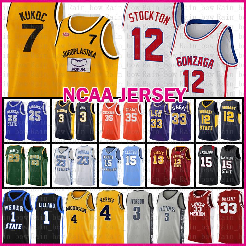

tkm Gonzaga Bulldogs High School John 12 Stockton NCAA Jugoplastika Split Pop Moive Toni 7 Kukoc Basketball Jersey Chris 4 Webber Wolverines