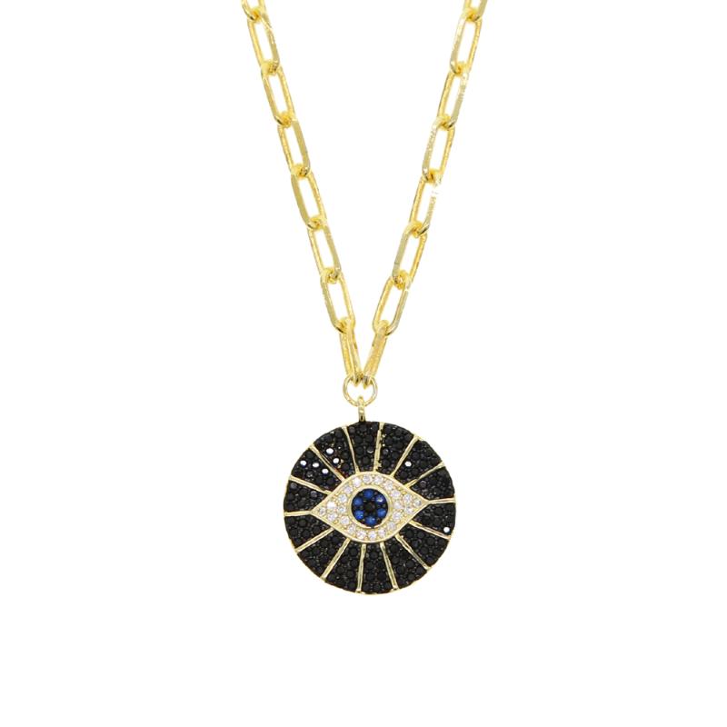 

41+5cm Kolye Pendant Necklaces 2020 New Hot Sale Stones Eyelash Necklace Pave Turquoisesa Eye Cz Pendant Women Jewelry