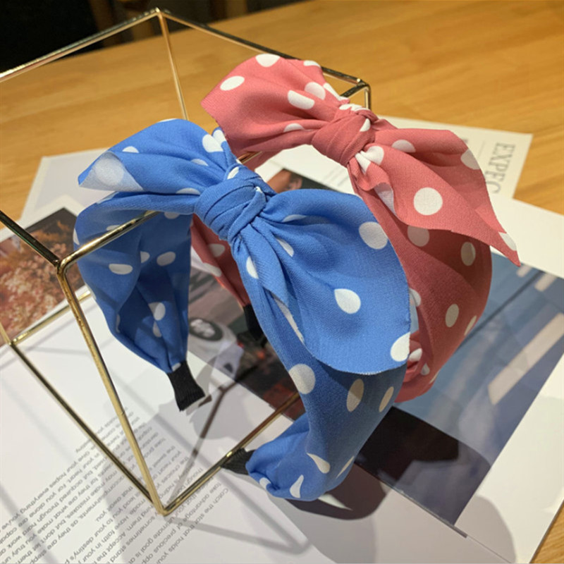 

Fashion headband boutique hair accessories women simple polka-dot bow wide-brimmed hair band headband girl washing wild hairband