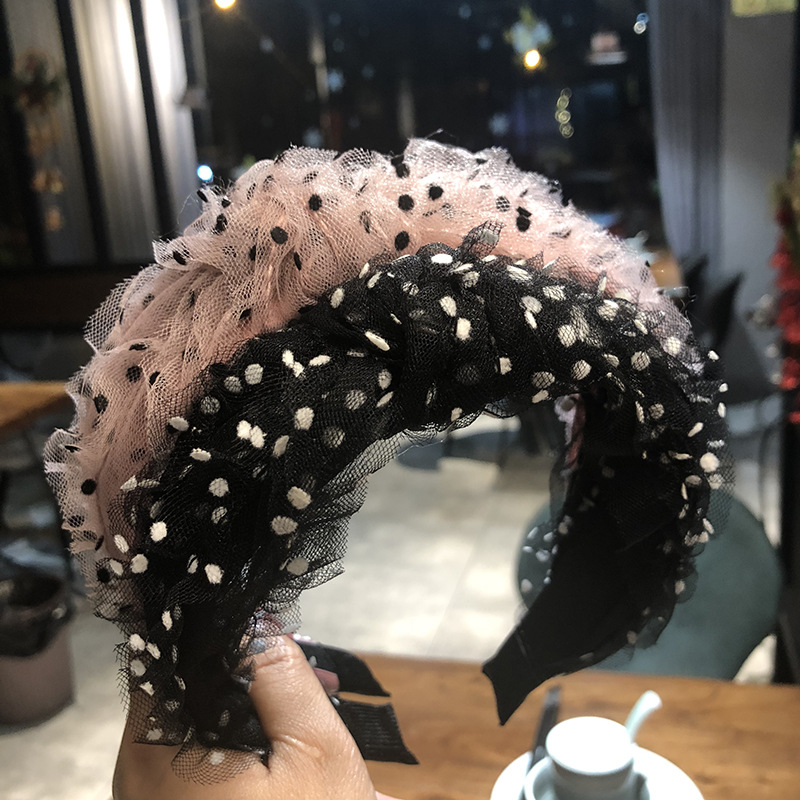 

2020 Summer Headband Lace White/Black Dot Knot Bow Headbands for Women Fashion Princess Girls Hairband Fashion Hair Accessories