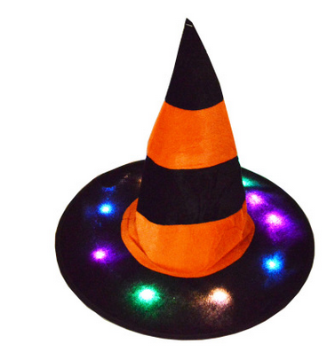 

1pcs Halloween Witch Hat with LED Light Glowing Witches Hat Hanging Halloween Decor Suspension Tree Glowing for Kids