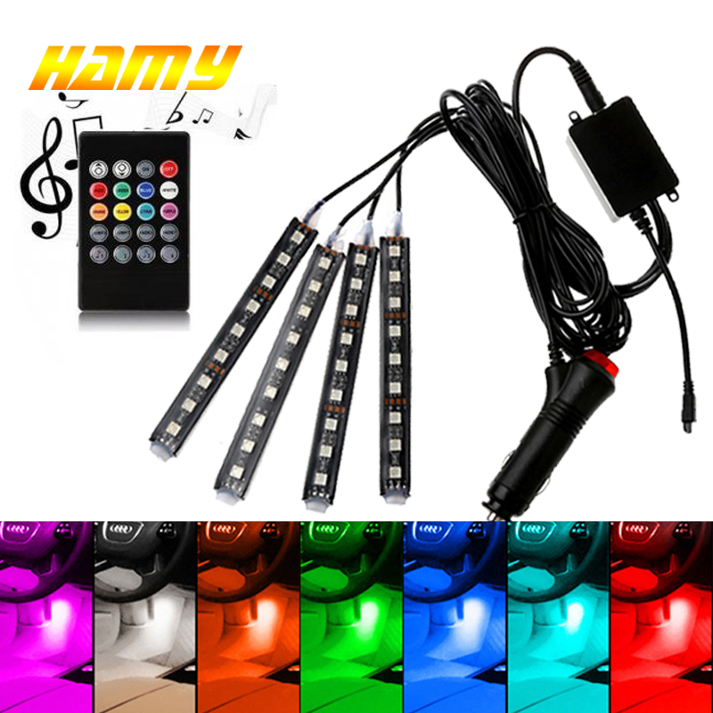 

Car USB LED RGB Atmosphere Strip Light Remote voice control Interior Styling Decorative RGB LED Dynamic ambient Strip Light