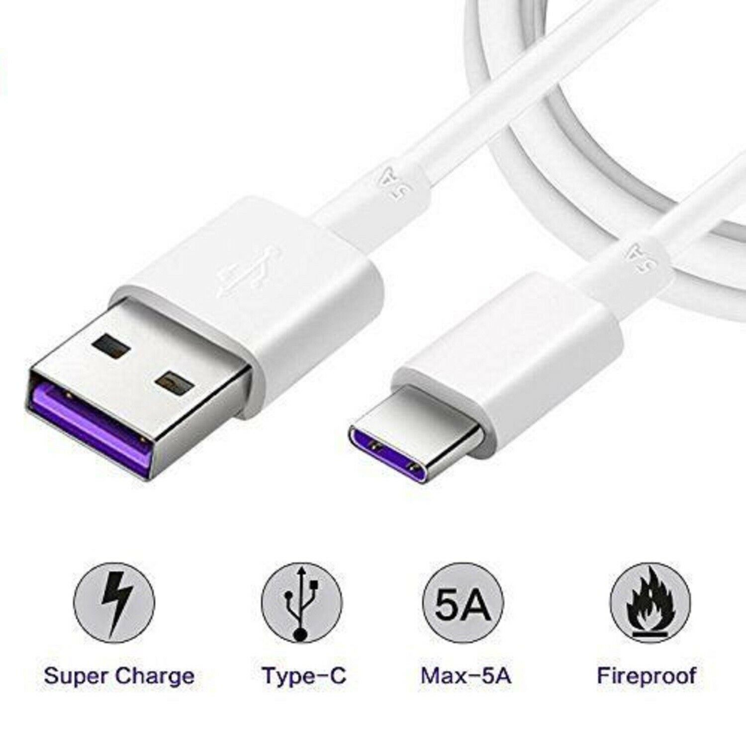 

Genuine 5A Type C USB Super Fast Charging Data Transfer Cable for Huawei Mate 20 P30 Nova 5 Pro P20 P10 lite/Plus