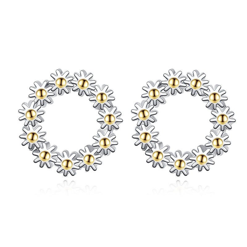 

925 Sterling Silver Sun King Stud Earrings For Women Casual Style Girl Earings Personality Jewelry