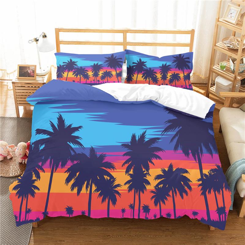 

Double Bed Comforter Bedding Coverlet Coconut Tree at Dusk Duvet Cover for Adult King Single Size