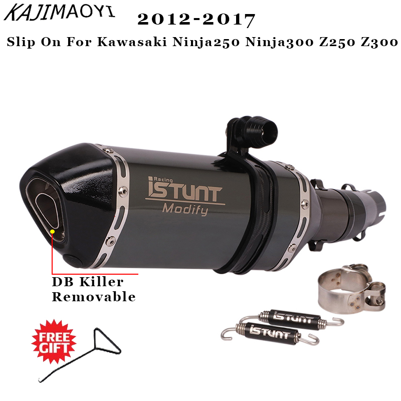 

Slip on Motorcycle Exhaust Tip Escape Muffler Link Connecting Tube Pipe for Ninja 300 Ninja 250 Z250 2012-2020