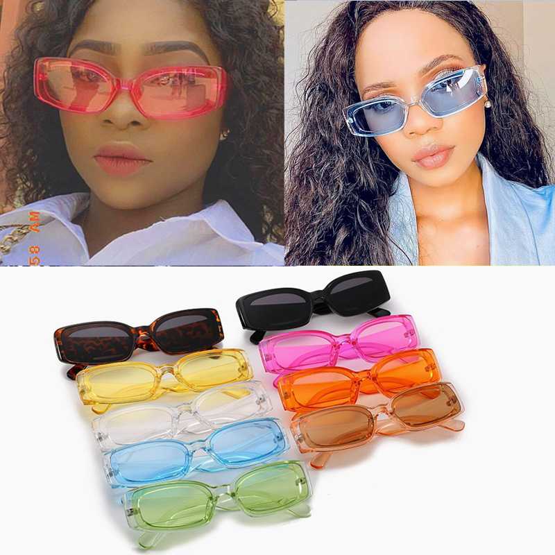 

Wholesale Hot Candy Color Square Sunglasses For Women Vintage Gradient Black Blue Sun Glasses Female Uv400 Shades Small Eyewear