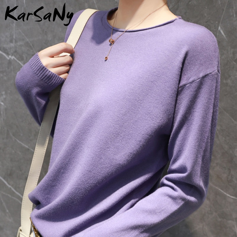 

KarSaNy Winter Pullover Women Sweaters 2020 O Neck Loose Women' Jumper Autumn Sweater Woman Sweaters Plus Size Knitwear Warm, Black