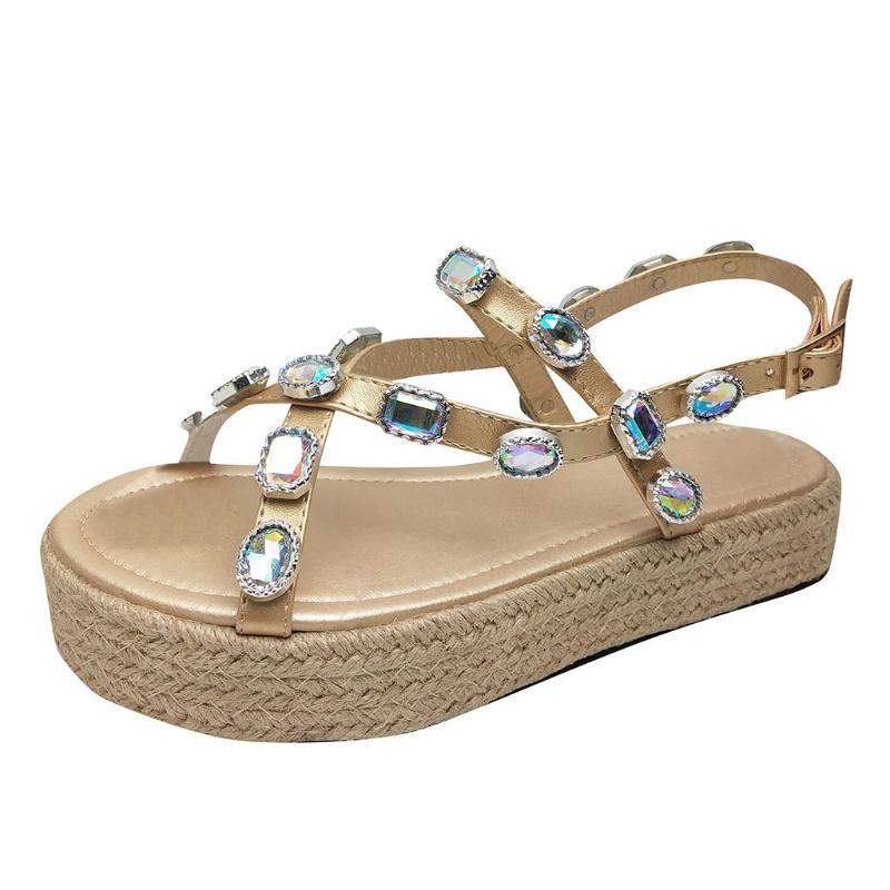 

SAGACE Woman Summer Sandals Rhinestones Summer Wedges Heel Sandals Fashion Open Toe Women 2020 Female Shoes Woman, Bk