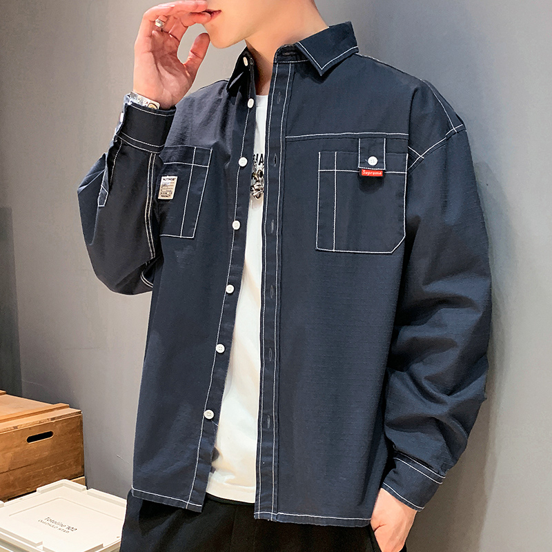 

Long Sleeve Shirts Autumn Loose Cotton Harajuku Korean Style Streetwear Button Casual Shirts Camisas Men's Clothing DB60SH, Style2