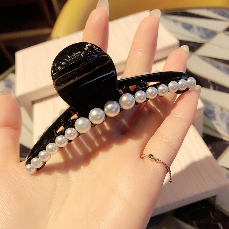 

Korean Style Pearl Hair Claw Women Simple Elegant 9.5CM Pure Color Temperament All-match High Quality Long Hair Accessories