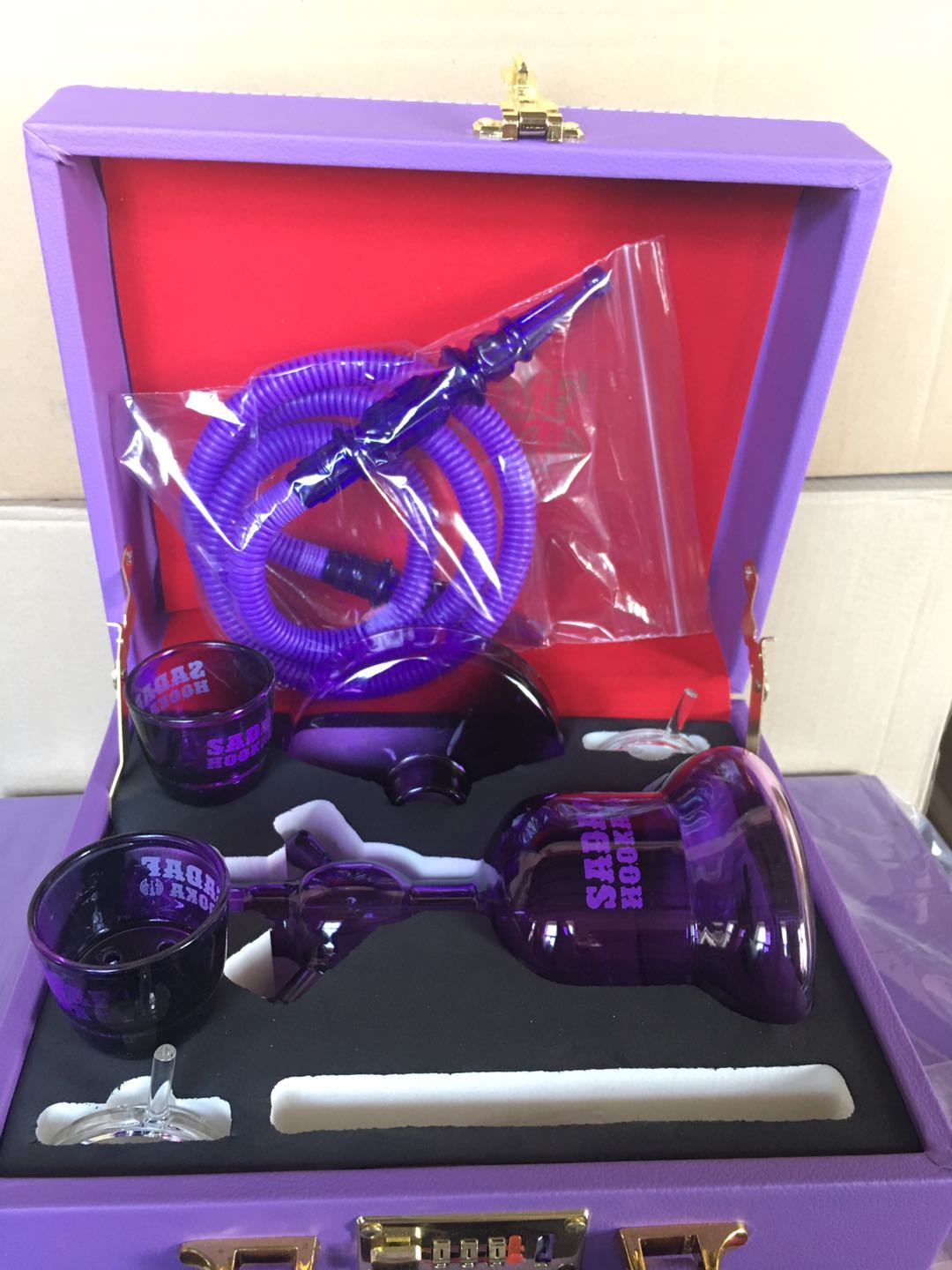 

Factory direct Hot sale Glass hookah shisha set Arabian hookah gift with led light mini size