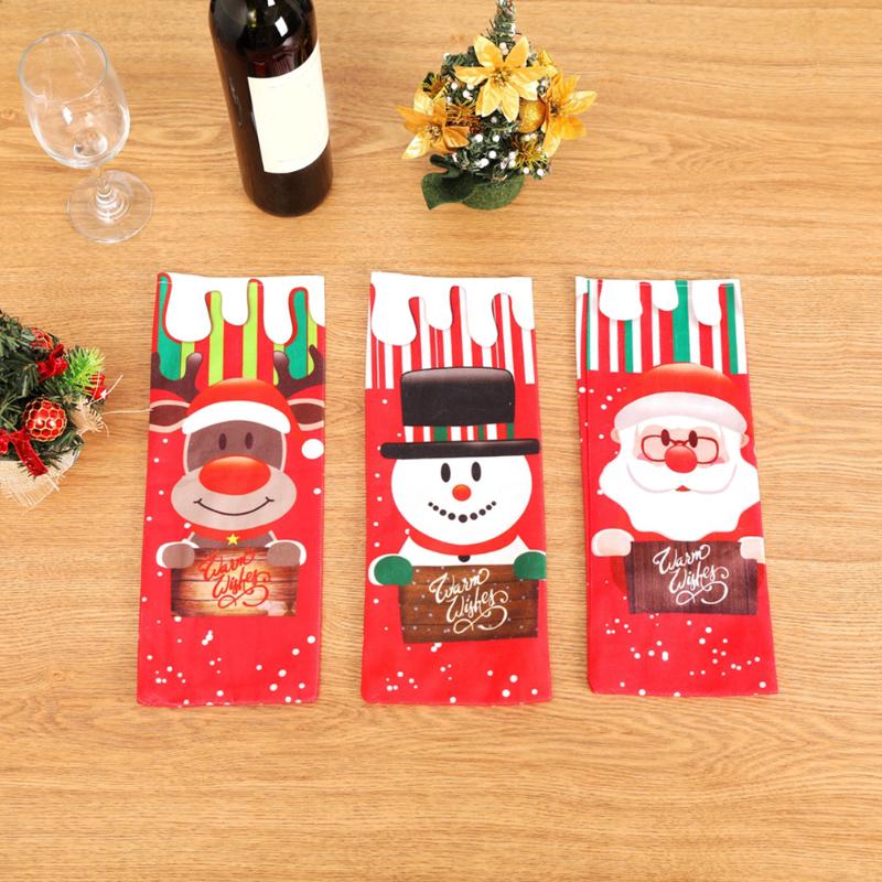 

3/6pcs Red Wine Bottle Cover Bags Decoration Home Party Santa Claus Snowman Christmas Packaging Christmas Merry Decor