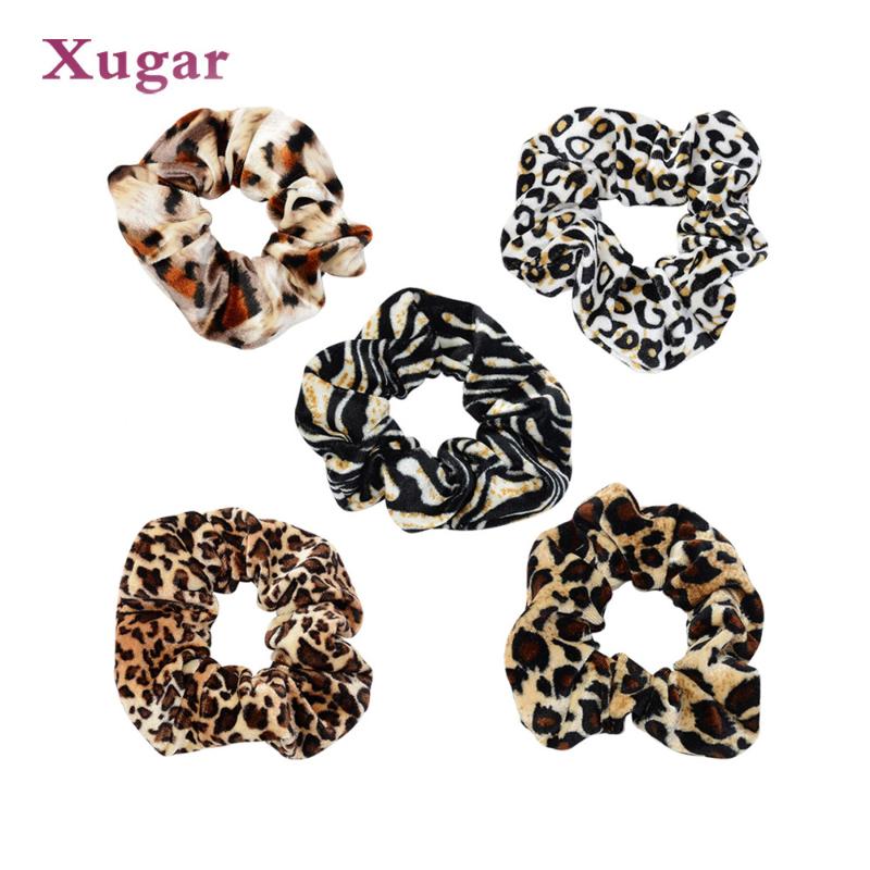 

Xugar Fashion Leopard Spot Hair Scrunchies Elastic Hair Bands For Girls Women Rubber Bands Rings Womens Accessories