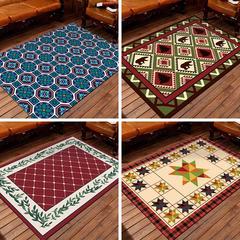 

European geometric 3D printed carpet Rectangular living room Area rug Bedroom study Room hotel hotel corridor Antiskid Floor Mat