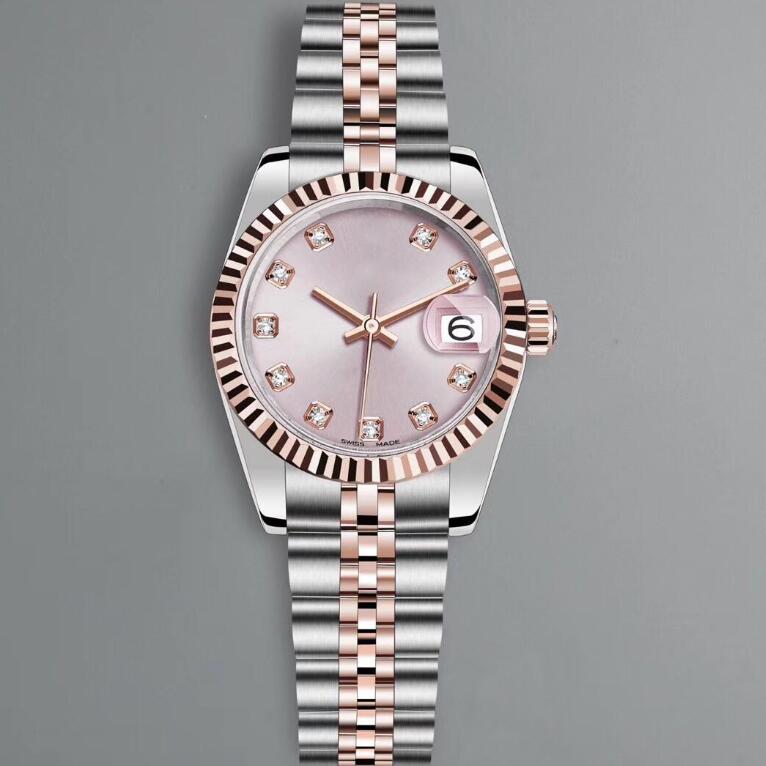 

Hot sale Womens sappire Automatic Watch Diamond Self-wind Ladies Stainless Steel Fashion Women Mechanical Watches Couples Best gift reloj, Paper box