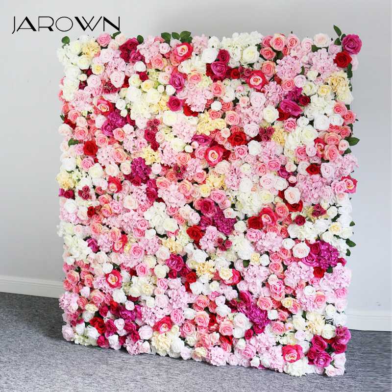 

JAROWN 60X40cm Artificial Silk Rose Flower Wall Wedding Background Decoration Hydrangea Flower Row Home Party Decorative
